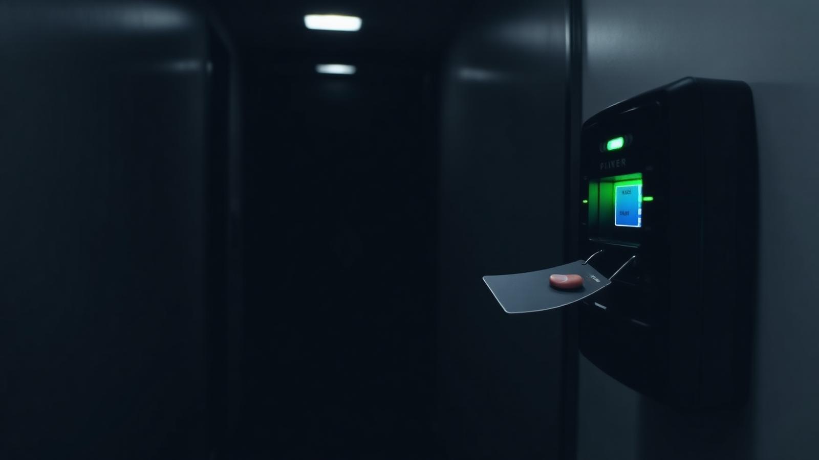 Card reader mounted beside a secured commercial door